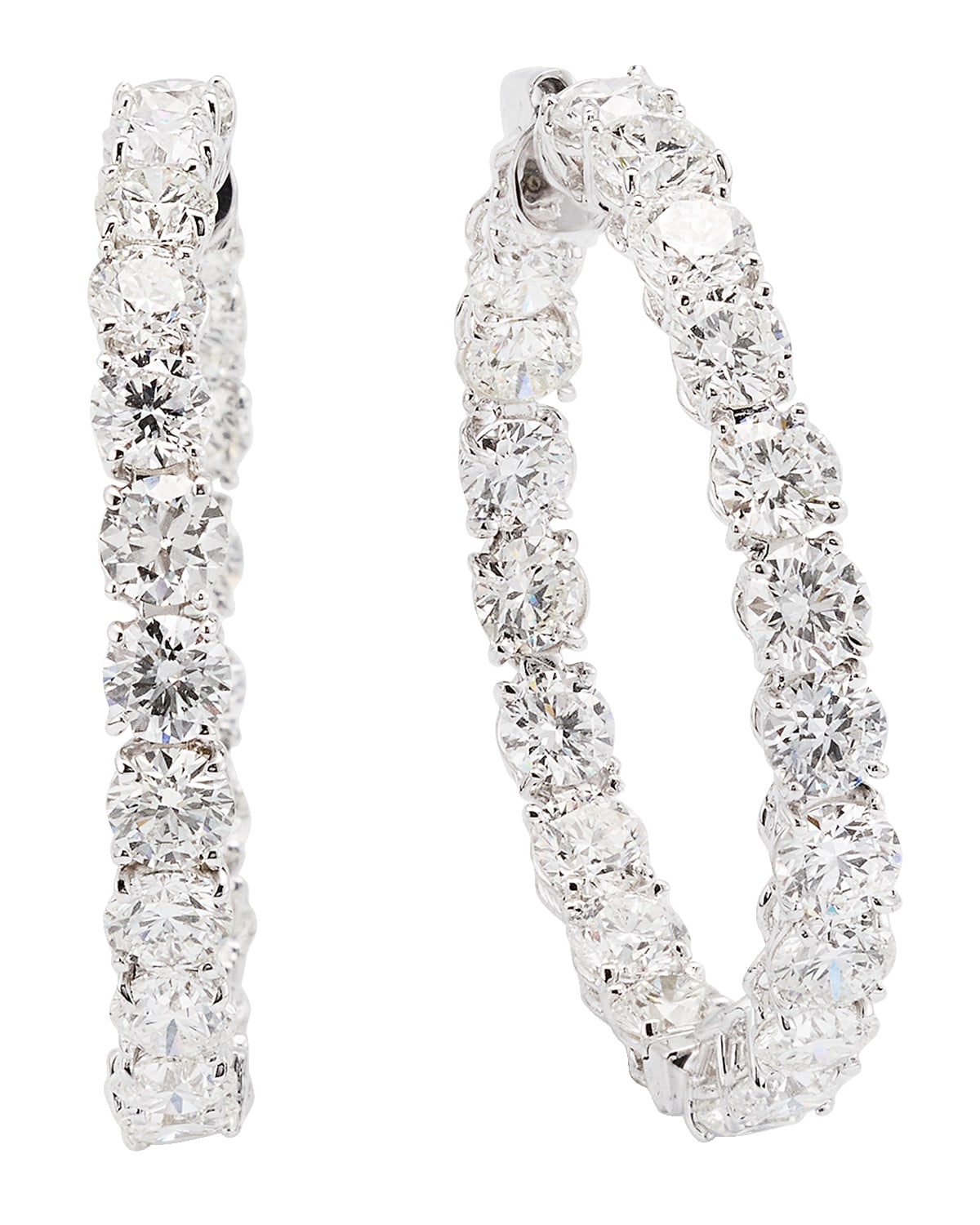 Roberto Coin 18K White Gold Diamond Hoop Earrings, 35mm