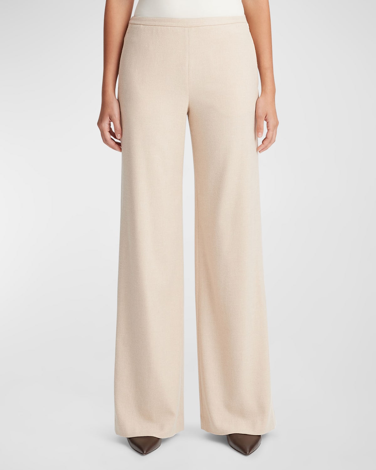 Vince Brushed Flannel Wide-Leg Pants