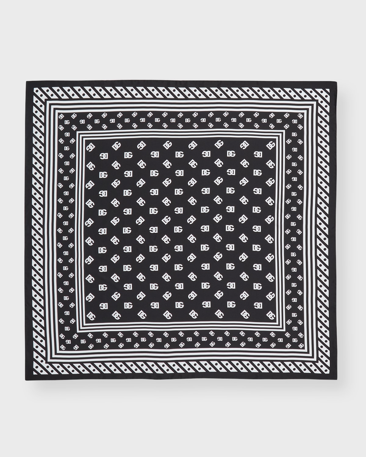 Dolce&Gabbana Polka-Dot DG Monogram Silk Twill Square Scarf
