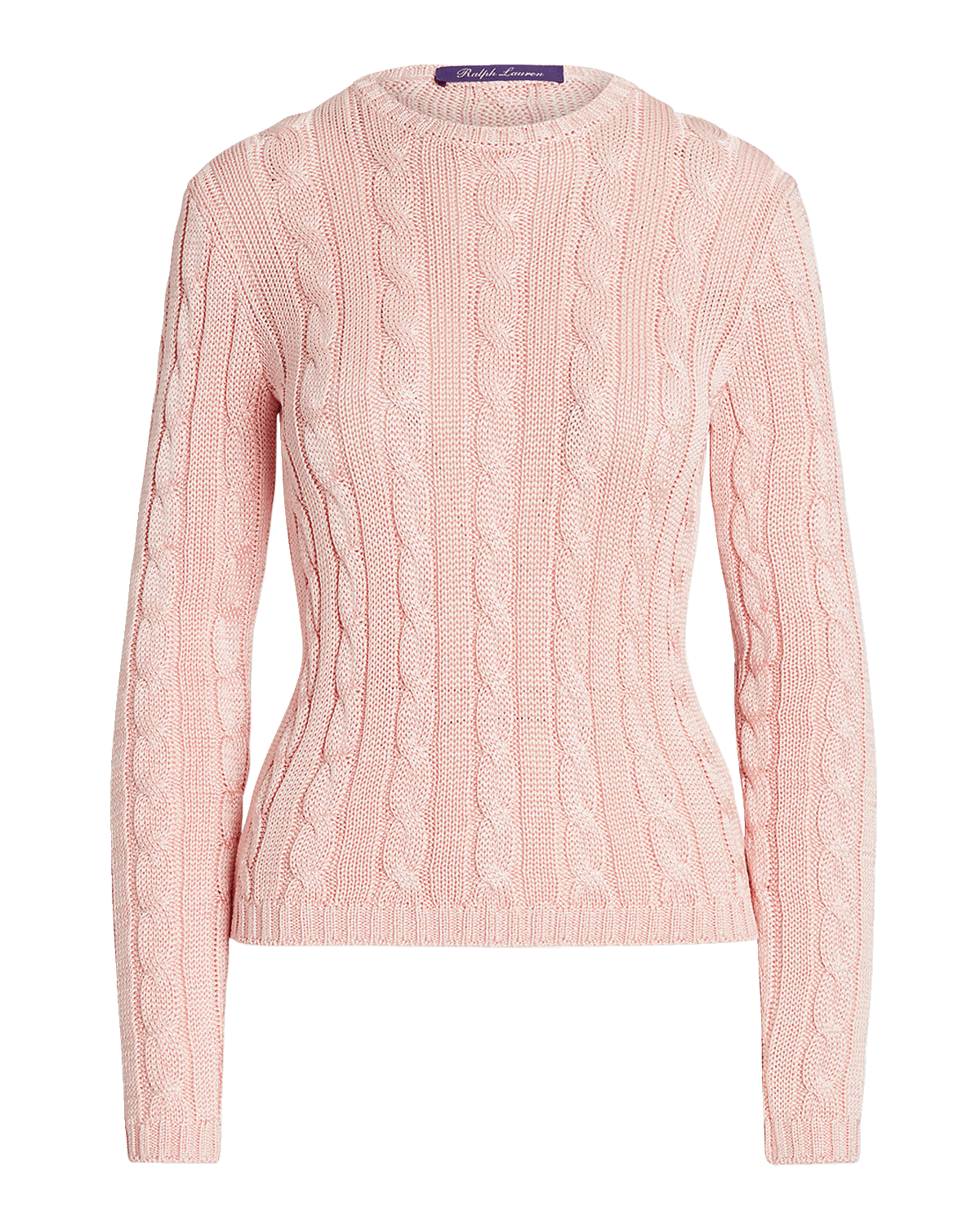 Ralph Lauren Collection Cable High-Shine Silk Sweater, Pink