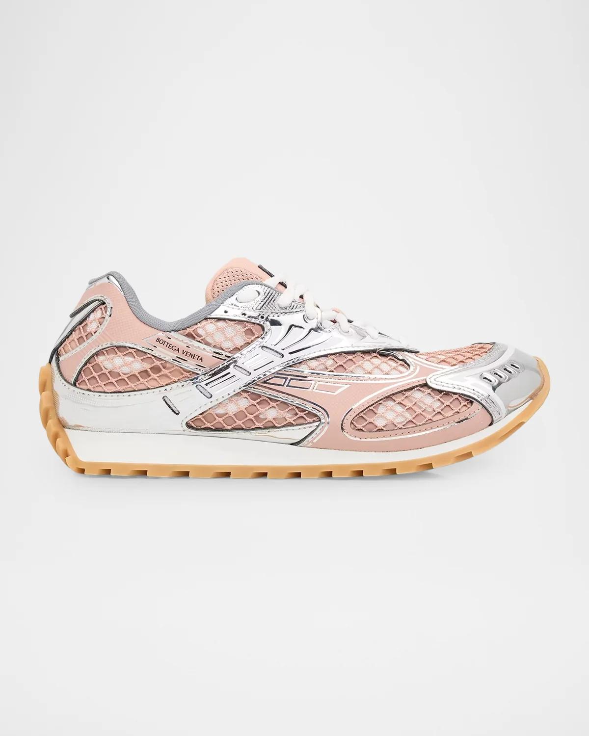 Bottega Veneta Women & Apos;s Orbit Metallic Net Runner Sneakers In Terra Pink