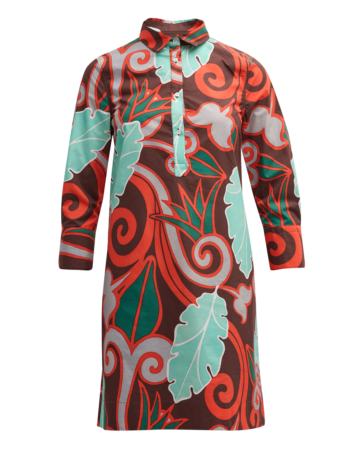 Sara Roka Jackie Botanical-Print Midi Shift Dress