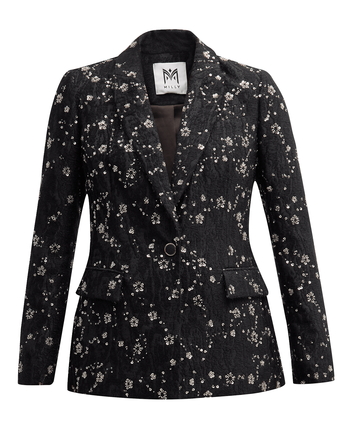 Milly Alexa Single-Button Bead & Sequin Blazer