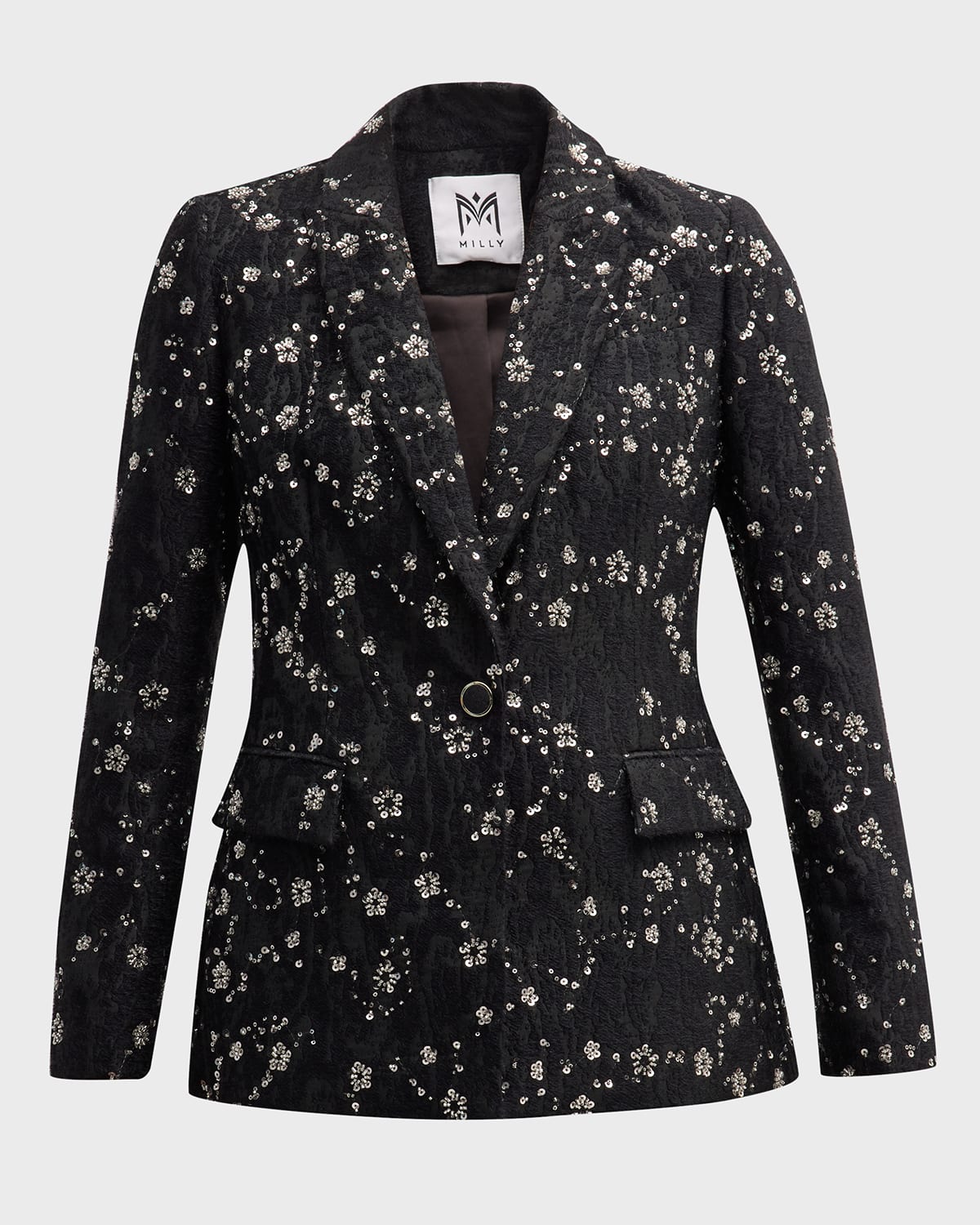 Milly Alexa Single-Button Bead & Sequin Blazer
