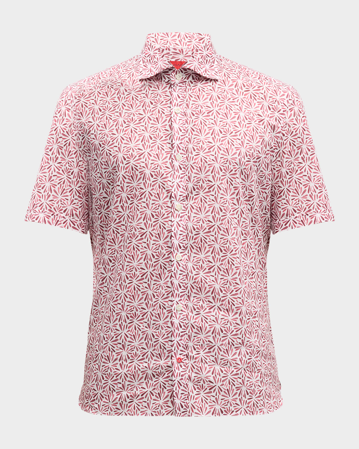 Isaia Men's Cotton Sun Burst-Print Short-Sleeve Shirt