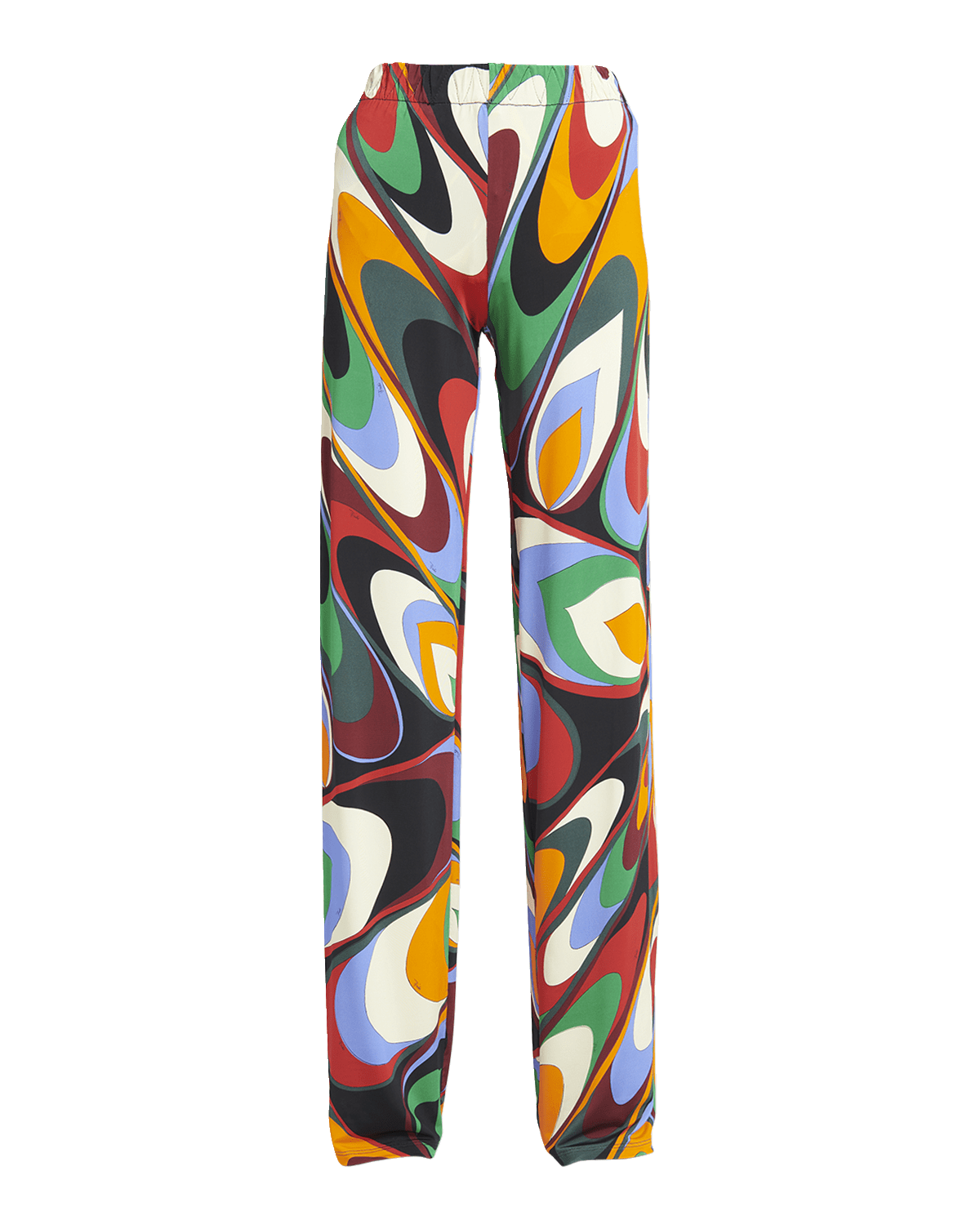 Emilio Pucci Mid-Rise Wavy-Print Straight-Leg Pull-On Pants