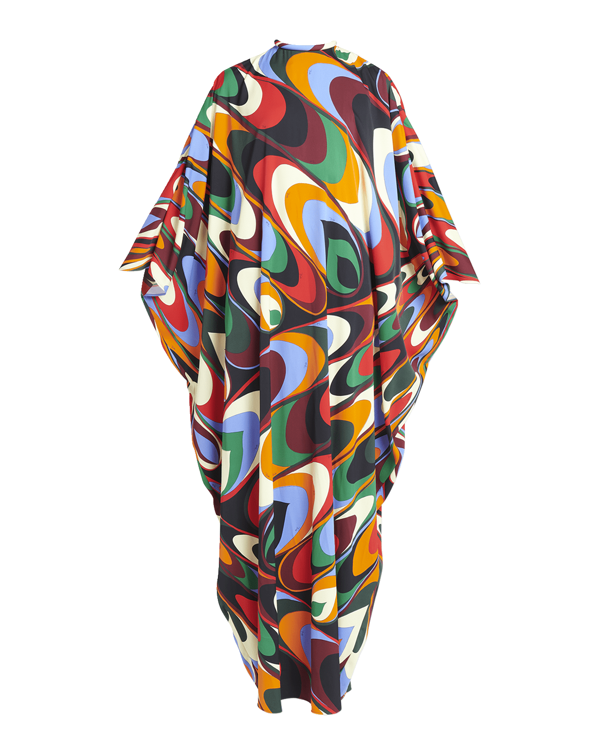 Emilio Pucci Wavy-Print Chain Open-Back Kaftan Maxi Dress
