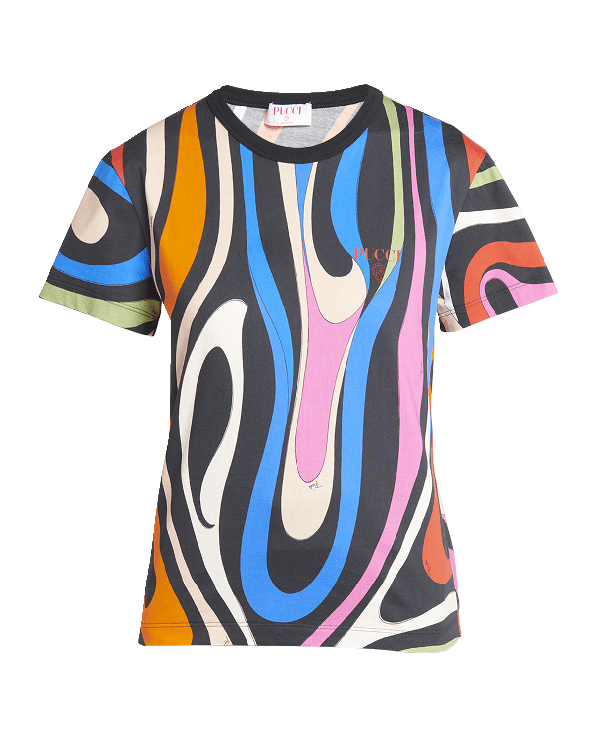 Emilio Pucci Front Pucci Pattern Switching V Neck T Shirt