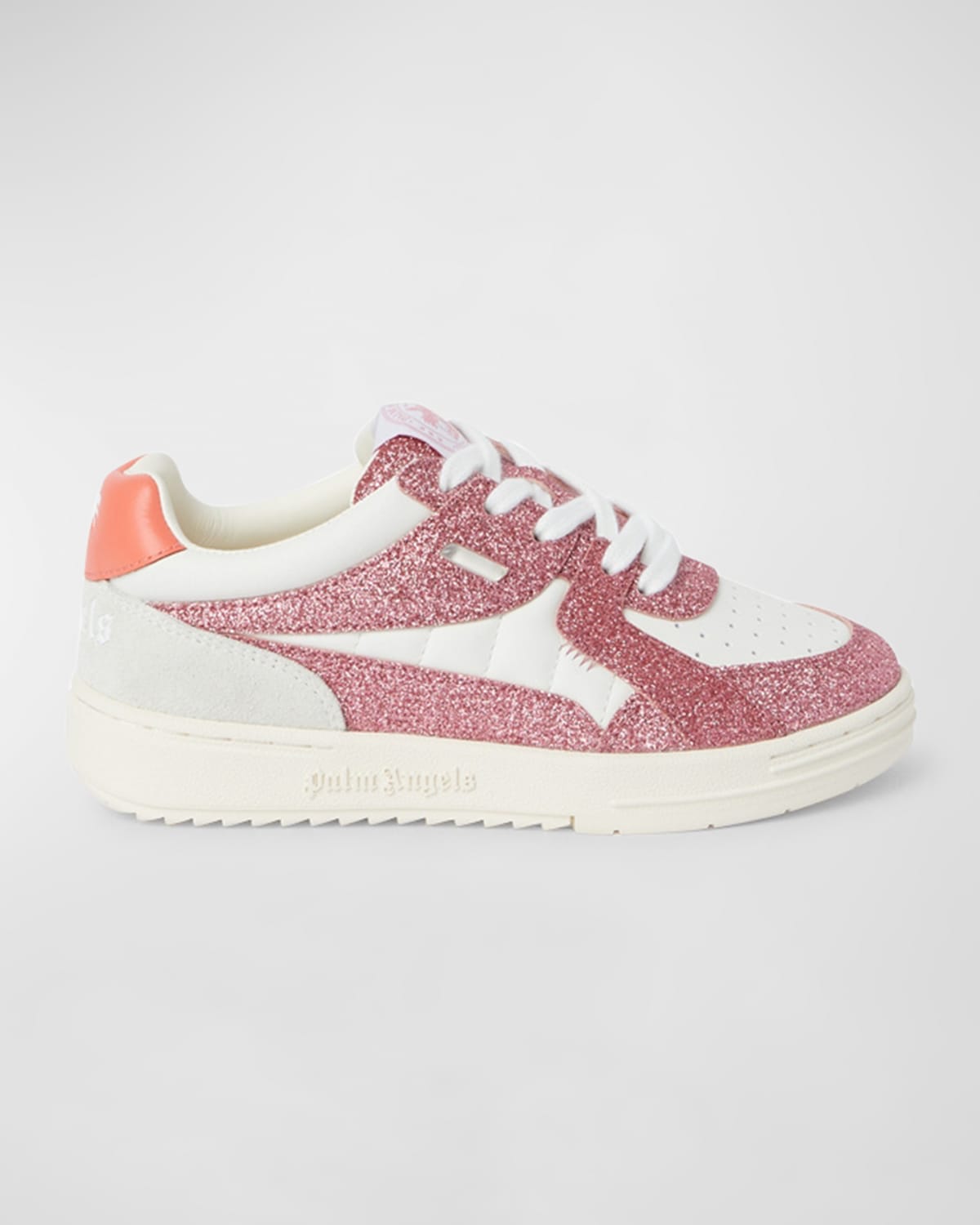 Palm Angels Girl's Palm University Low-Top Glitter Leather Sneakers, Toddlers/Kids