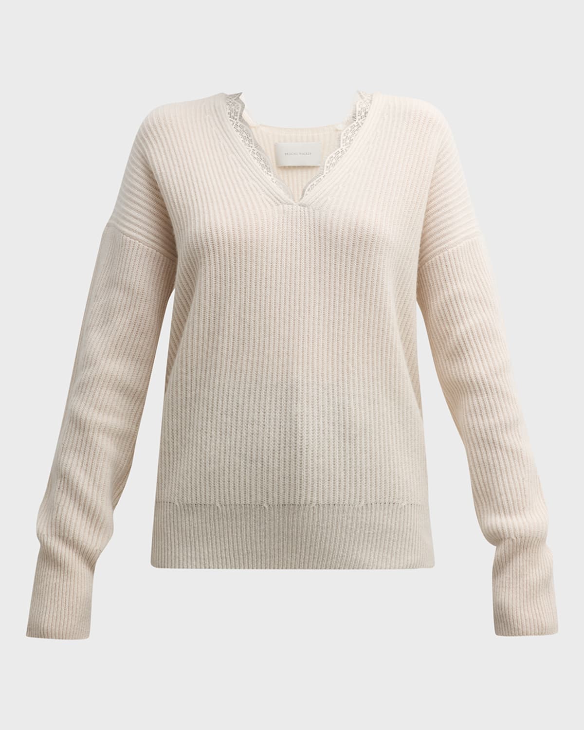 Brochu Walker Ava Ribbed Lace-Trim Wool-Cashmere Sweater