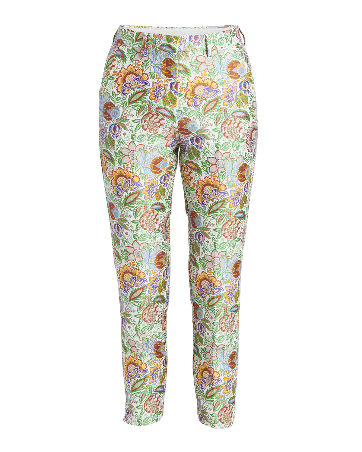 Etro Tree of Life Brocade Cropped Slim Pants