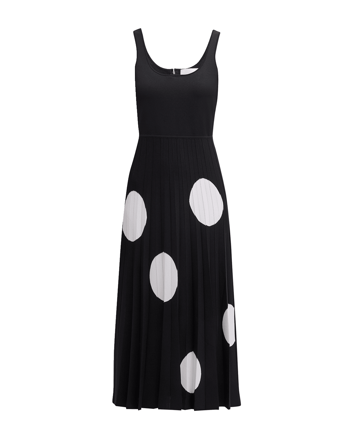 Carolina Herrera Pleated Polka Dot Knit Midi Dress