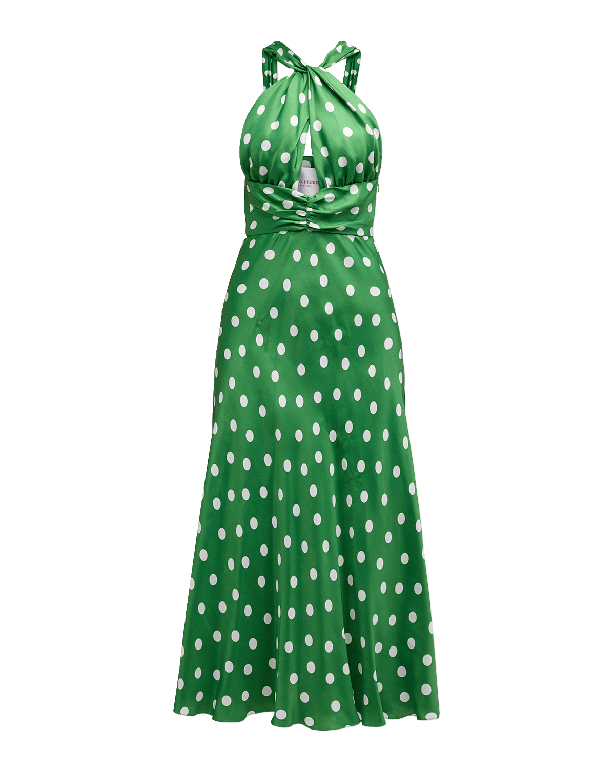 Carolina Herrera Polka Dot Keyhole Twisted Halter Dress