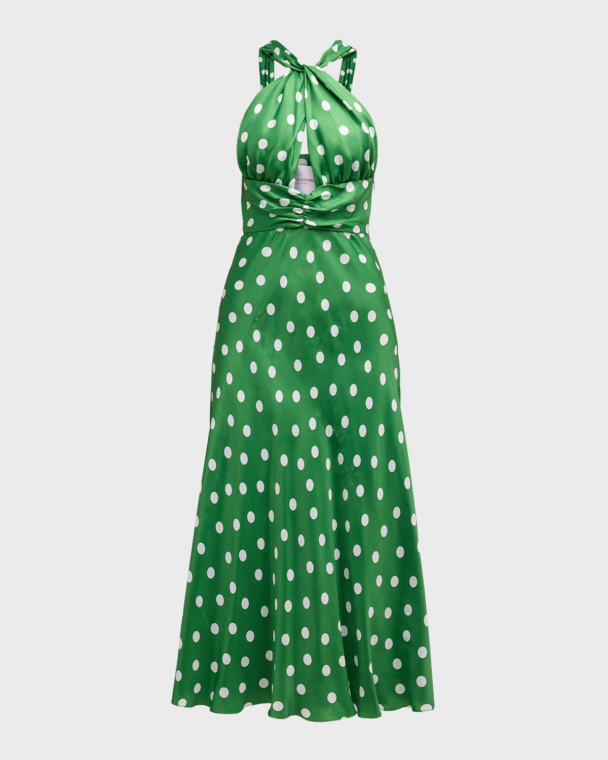 Carolina Herrera Polka Dot Keyhole Twisted Halter Dress