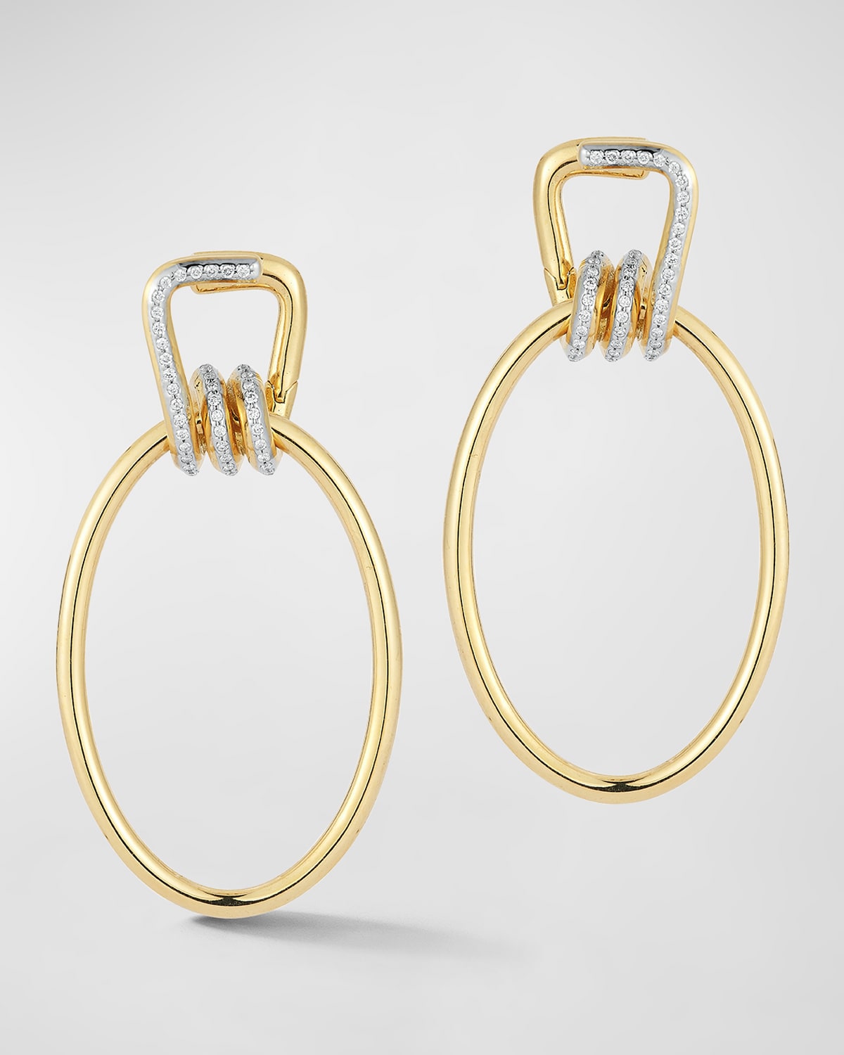 Walters Faith Huxley 18K Gold and Diamond Elongated Coil Link Earrings