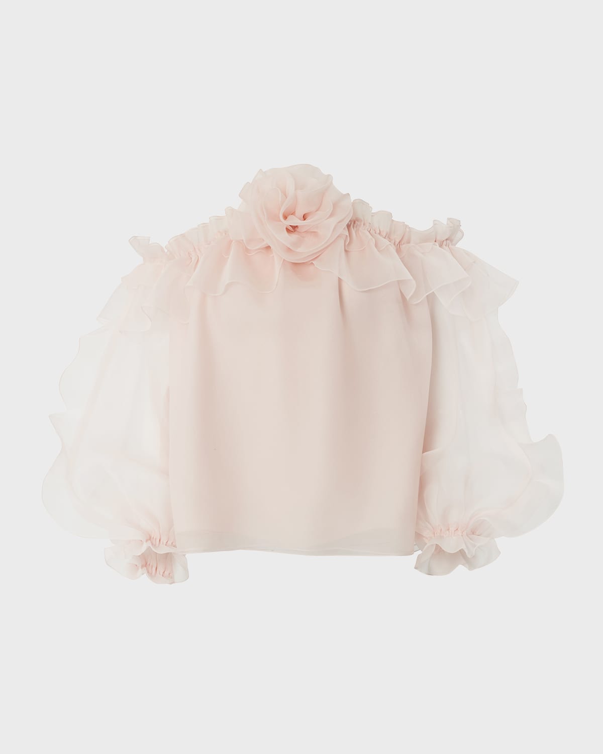 Carolina Herrera Ruffle Halter Top with Floral Applique Detail