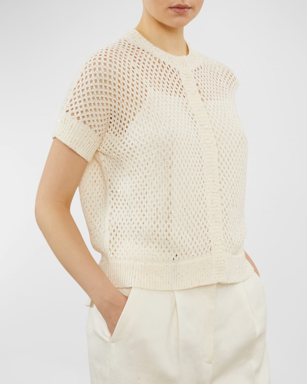 Peserico Open-Stitch Sequin Cardigan