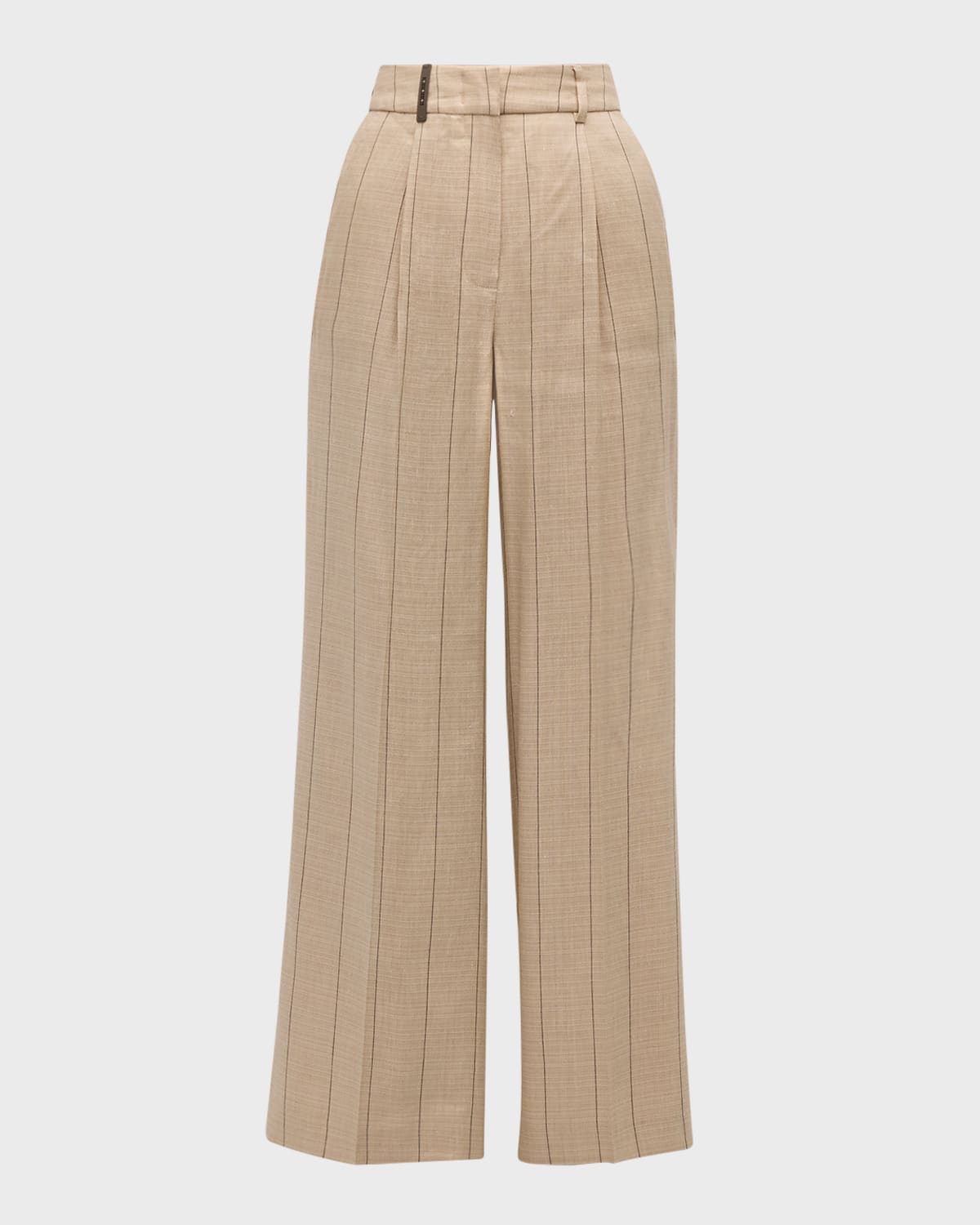 Peserico High-Rise Wide-Leg Striped Pants