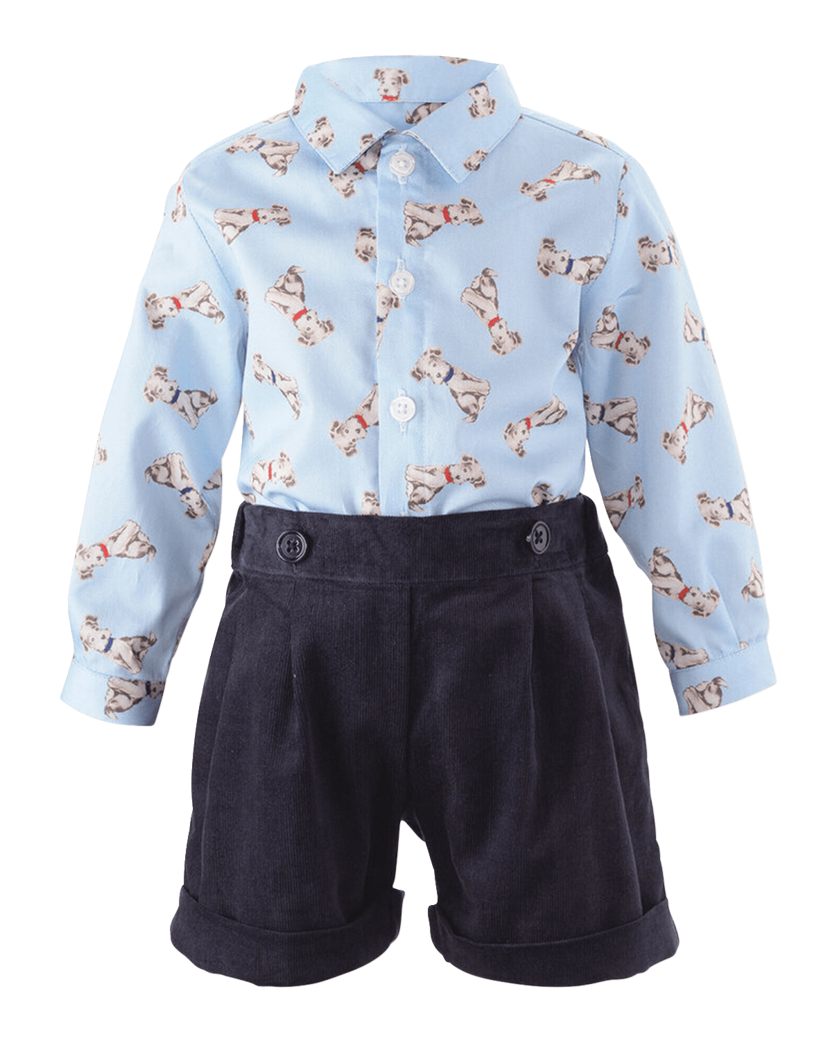 Rachel Riley Boy's Puppy-Print Shirt And Shorts Set, Size 6M-24M