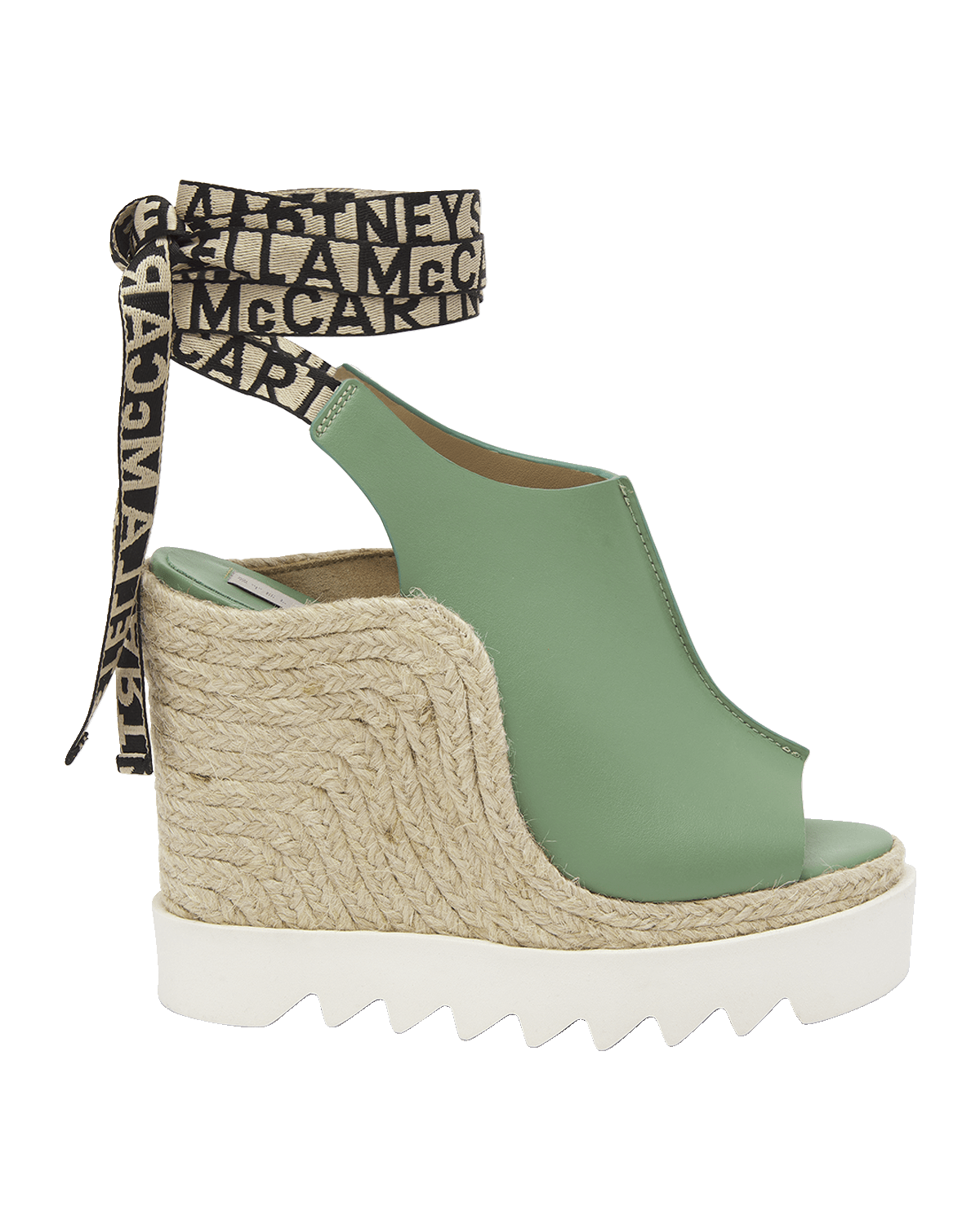 Stella McCartney Gaia Web Ankle-Wrap Espadrille Wedges