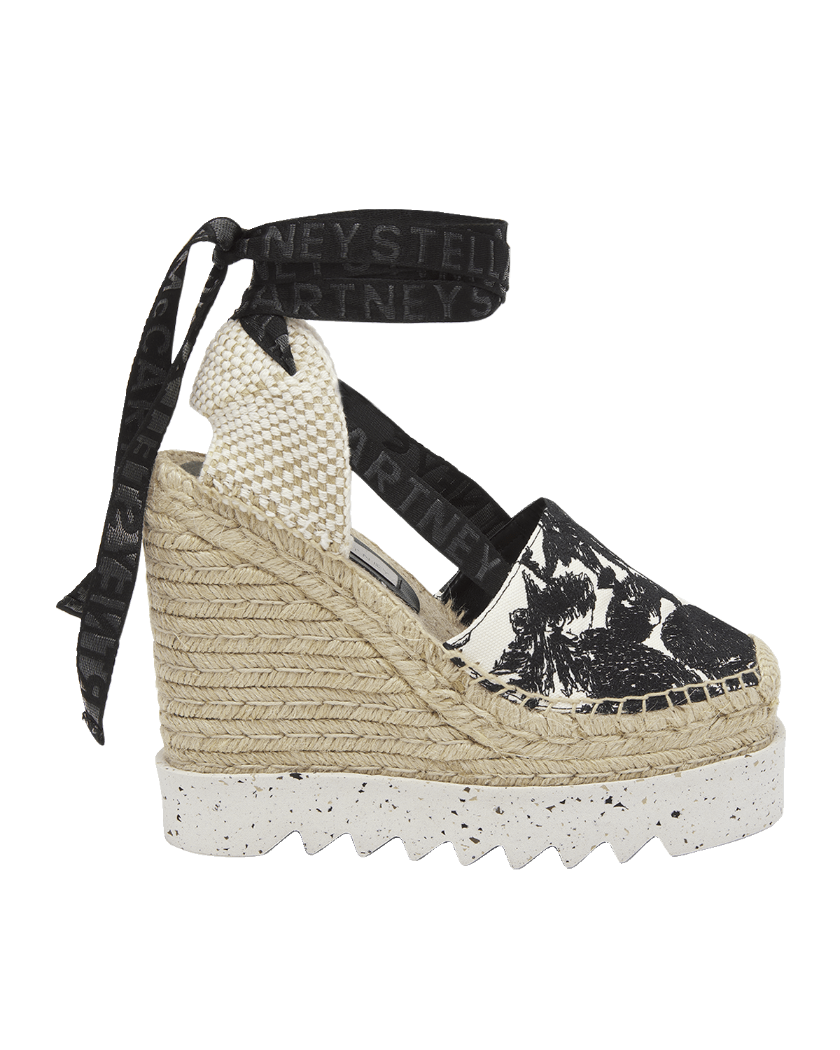 Stella McCartney Gaia Organic Ankle-Wrap Platform Espadrilles