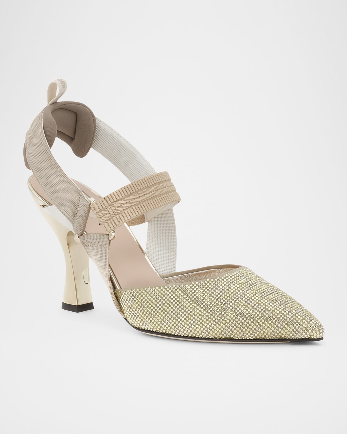 Fendi Colibri Crystal FF Sporty Slingback Pumps