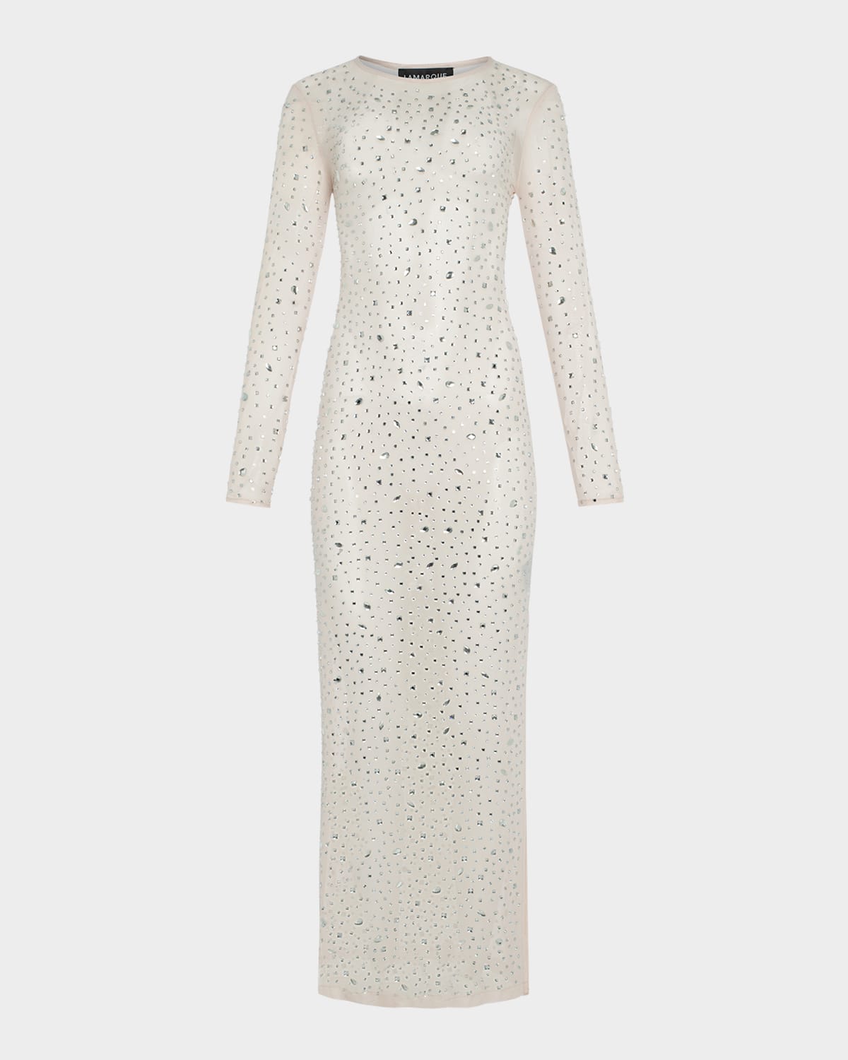 LaMarque Maret Rhinestone Mesh Maxi Slit Dress