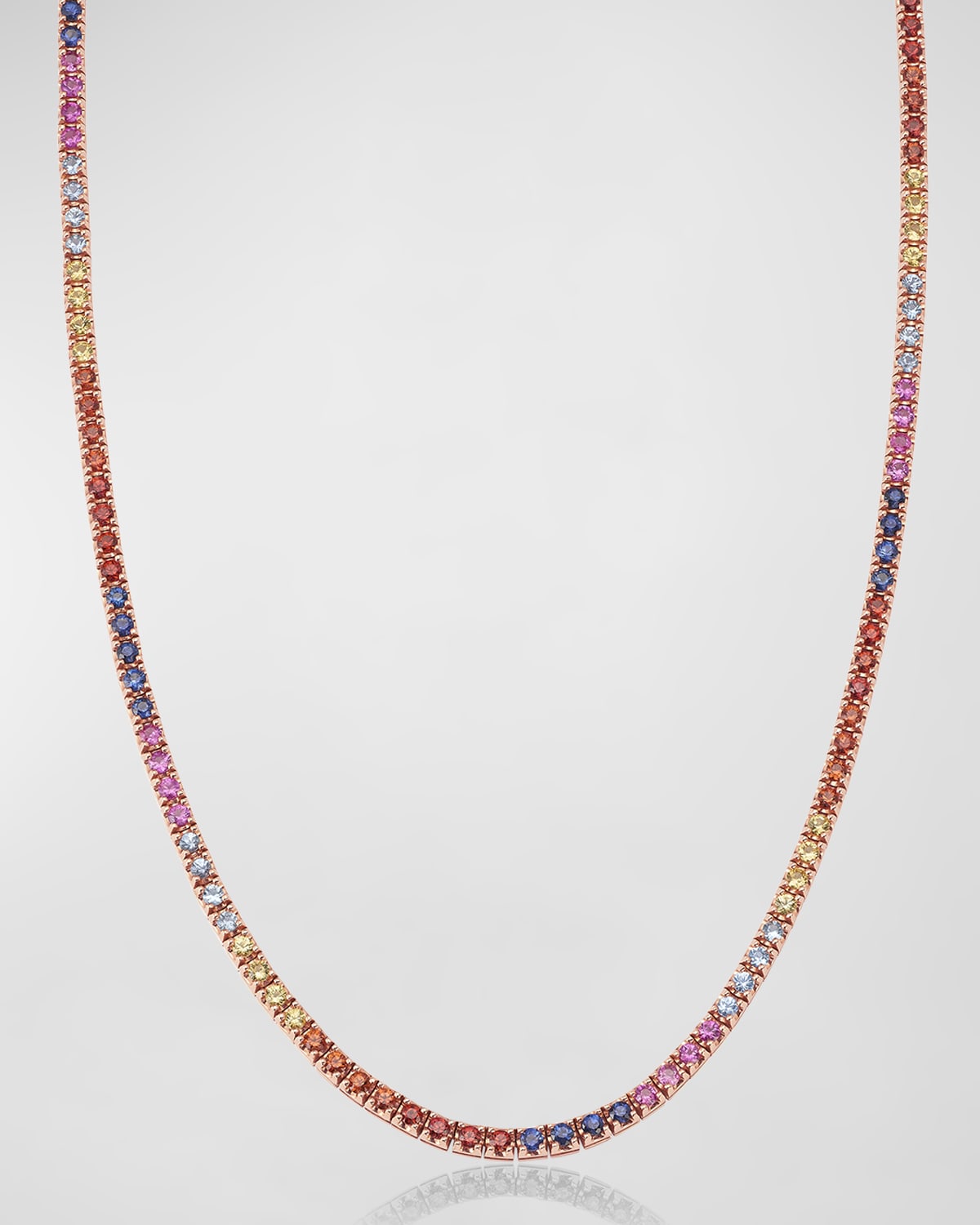Graziela Gems 18K Rainbow Sapphire Tennis Necklace