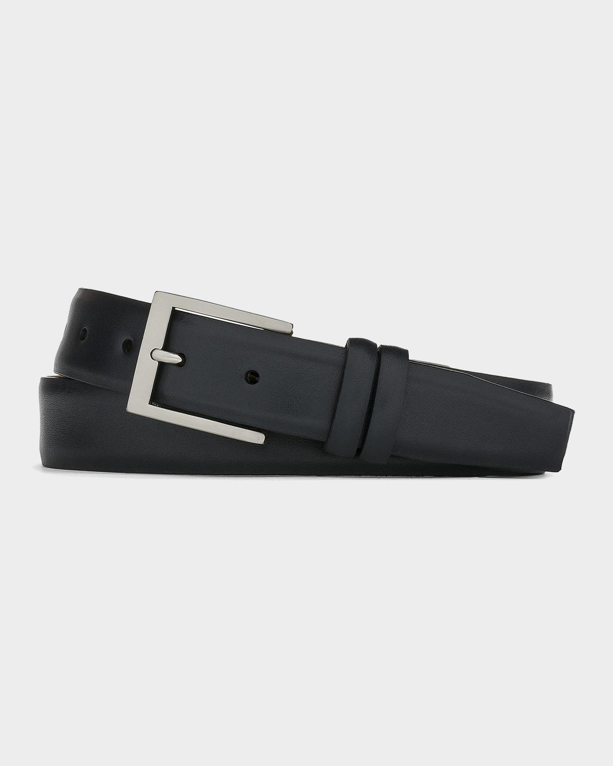 W. Kleinberg Men's Semi-Matte Calf Leather Belt