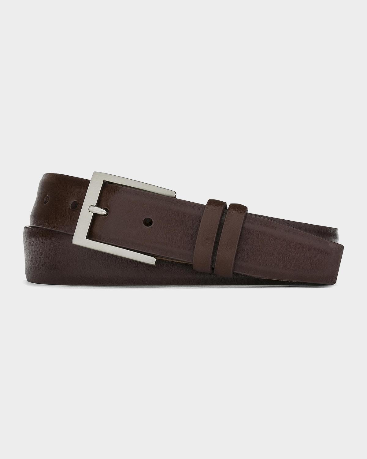 W. Kleinberg Men's Semi-Matte Calf Leather Belt
