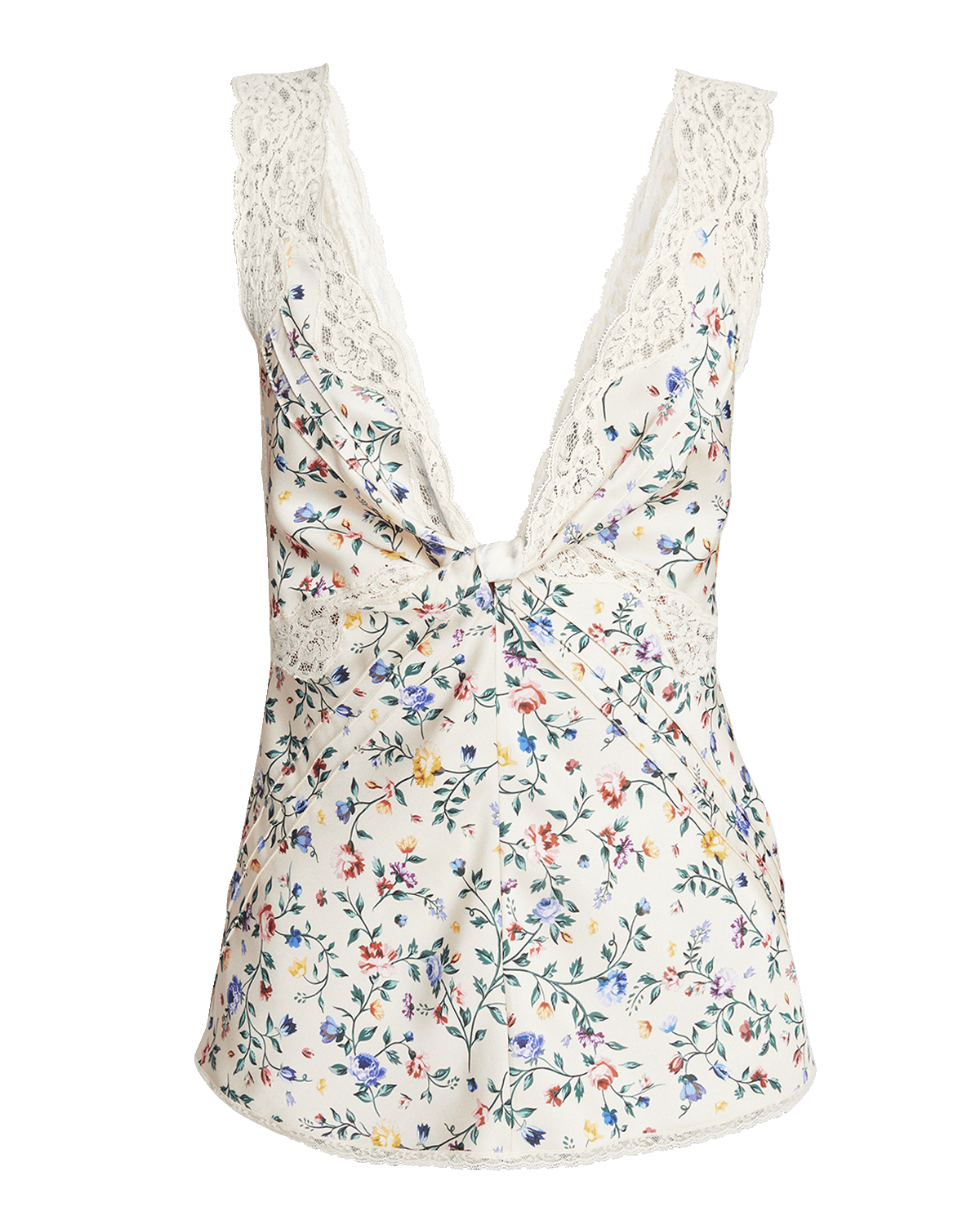 Rabanne Haut Lace-Trim Floral Tank Top