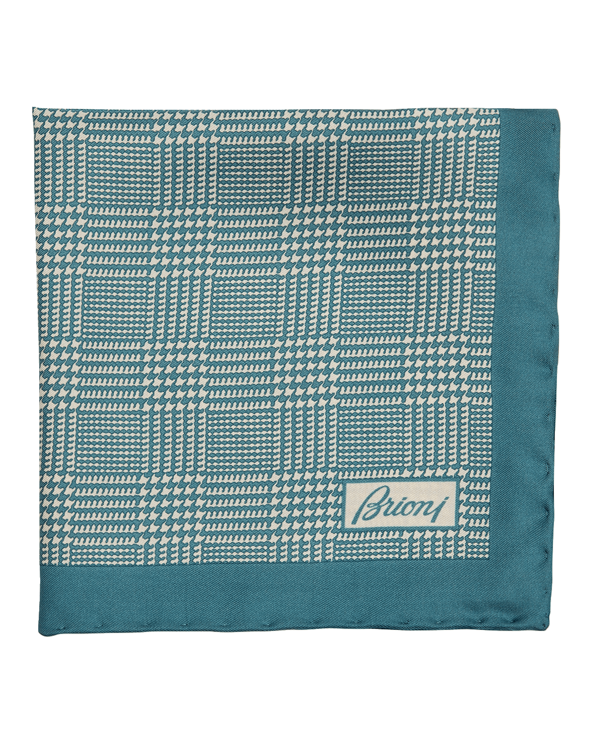 Brioni Men's Silk Prince of Wales Check Pocket Square