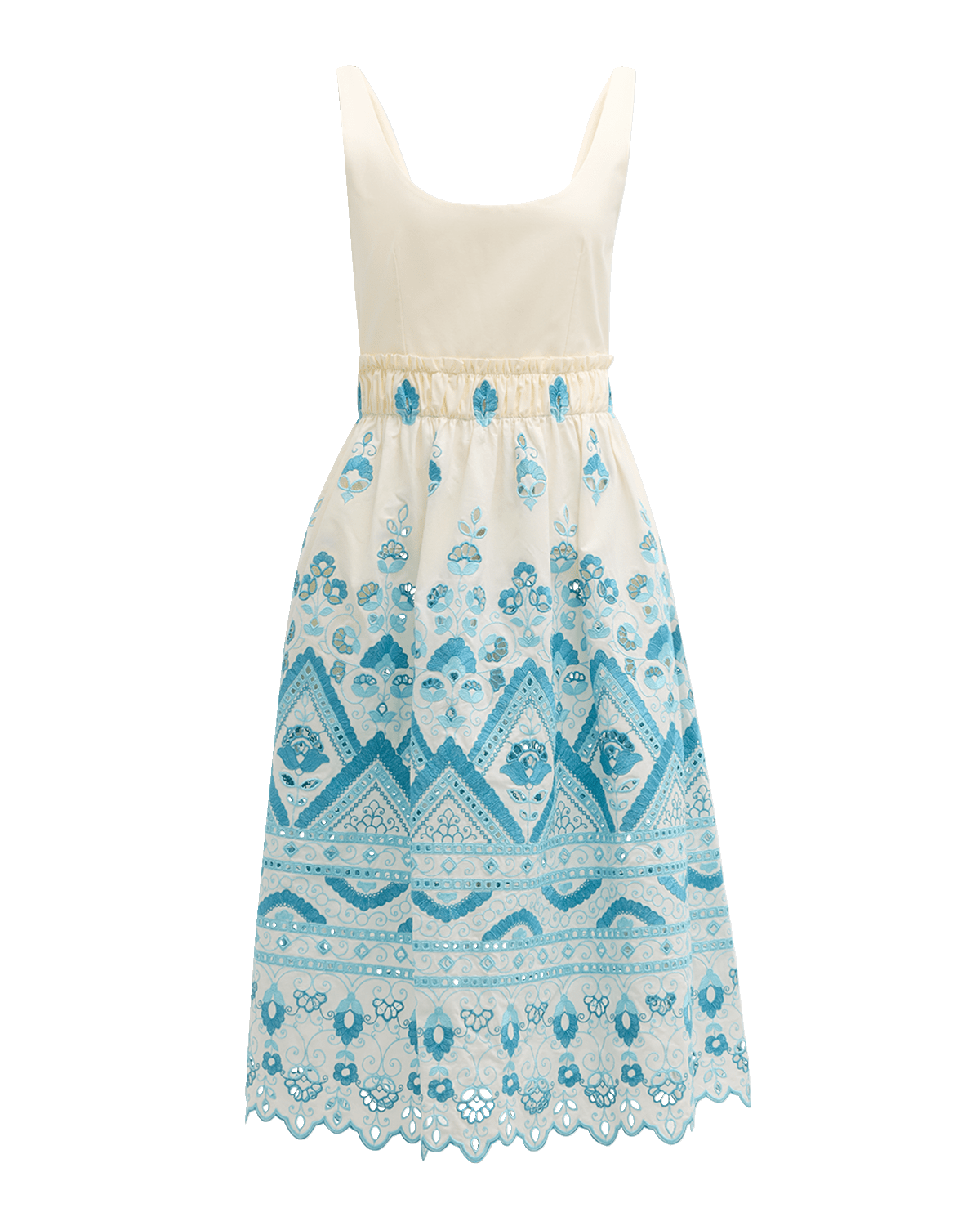 Etro Sangallo Lace Tie-Back Fit-&-Flare Sleeveless Dress