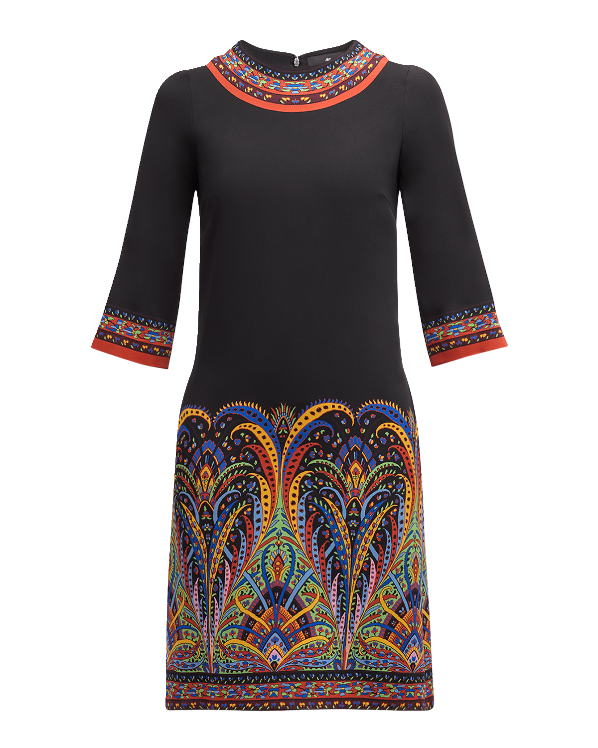 Etro Kaleidoscope Short-Sleeve Silk Sheath Dress