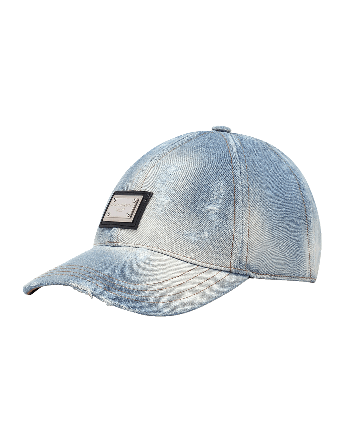 Dolce&Gabbana Men's Denim Logo-Plaque Baseball Cap