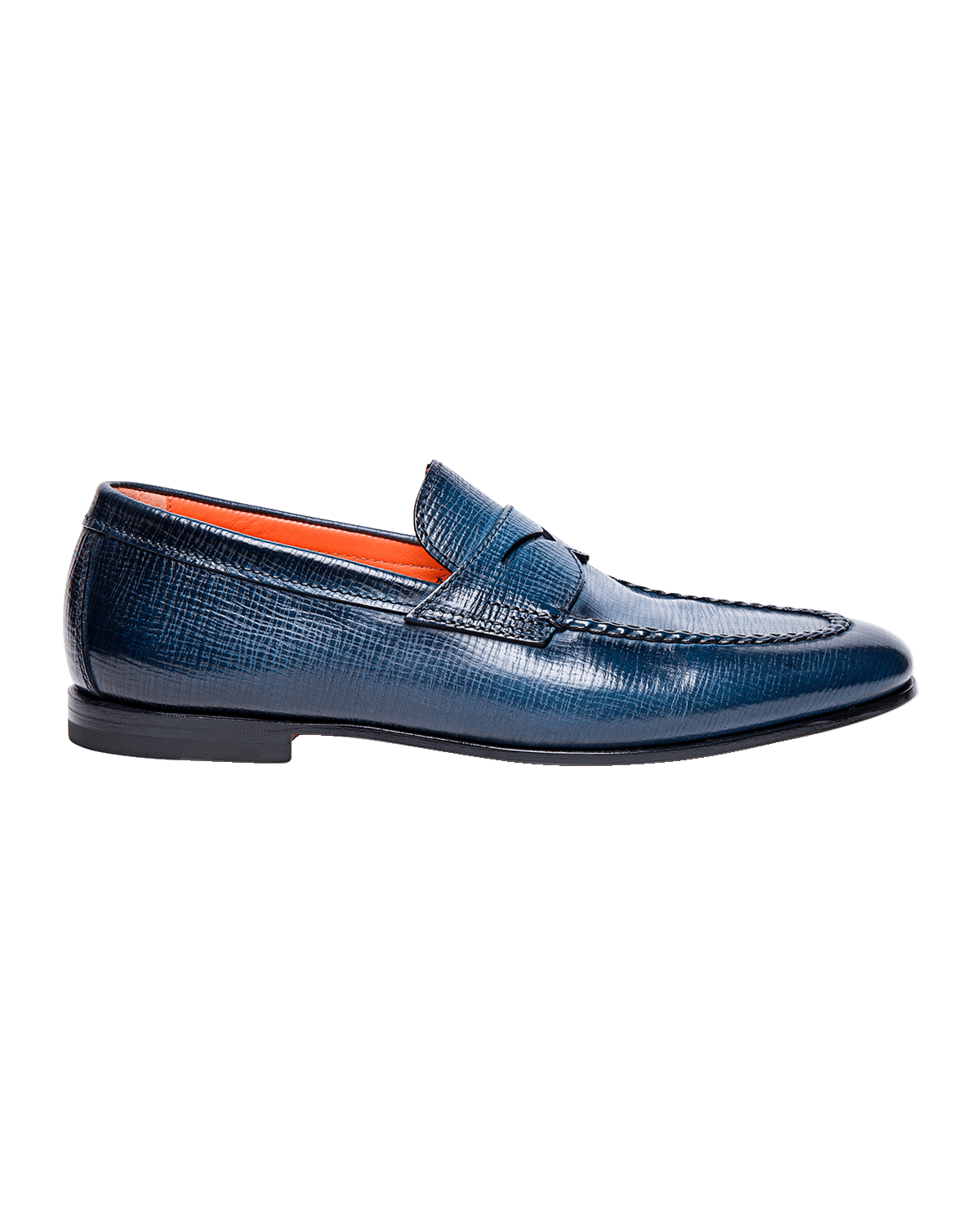 Santoni Men's Door Textured Leather Penny Loafers