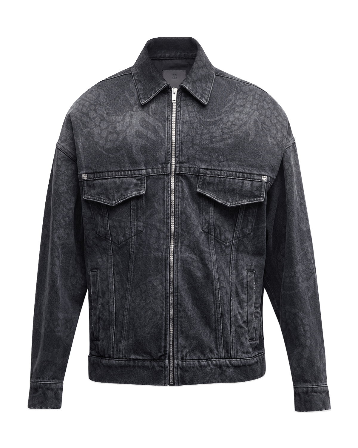 Givenchy Men's Tonal Dragon Printed Denim Jacket