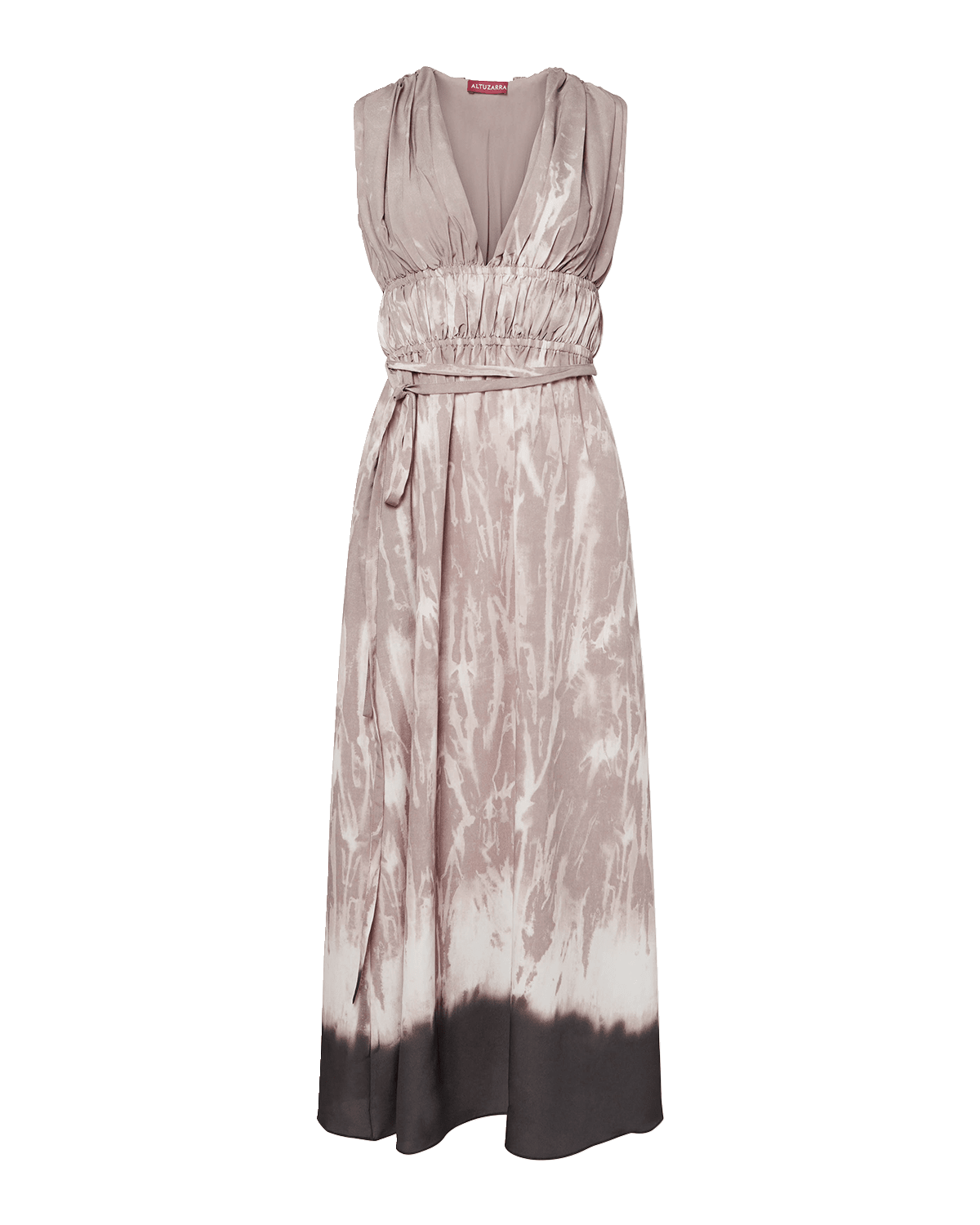 Altuzarra Fiona Plunging Tie-Dye Gathered Sleeveless Midi Dress