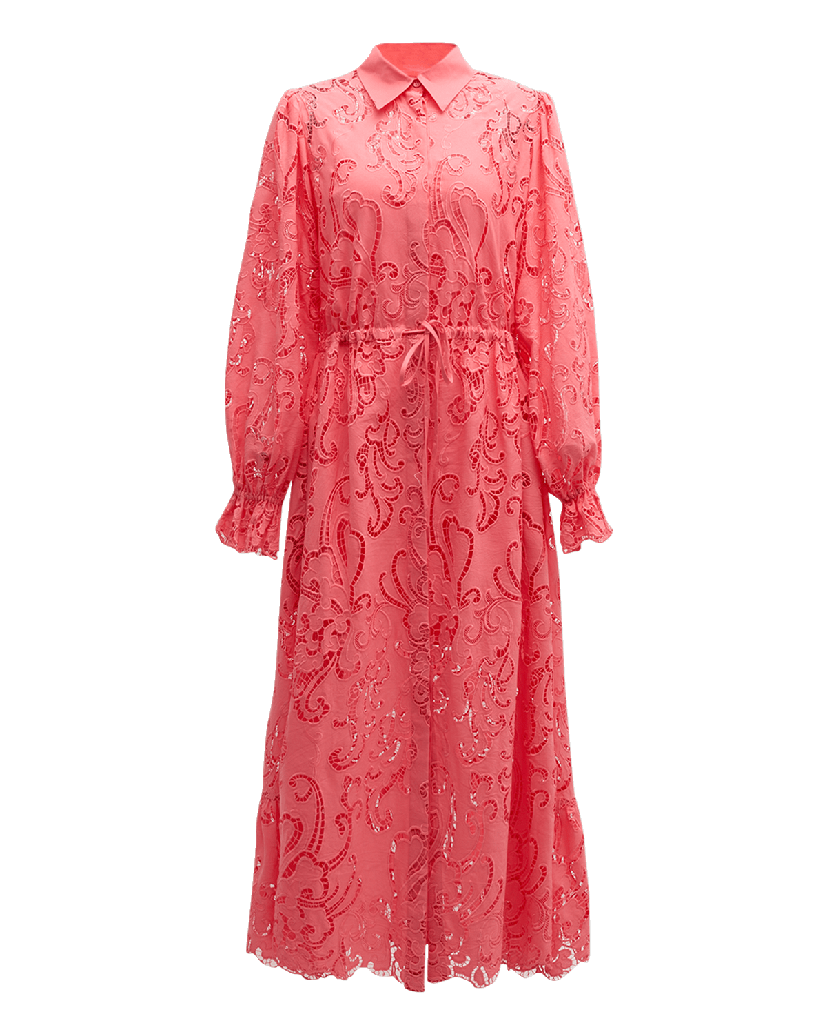 Evi Grintela Judy Embroidered Lace-Inset Midi Shirtdress