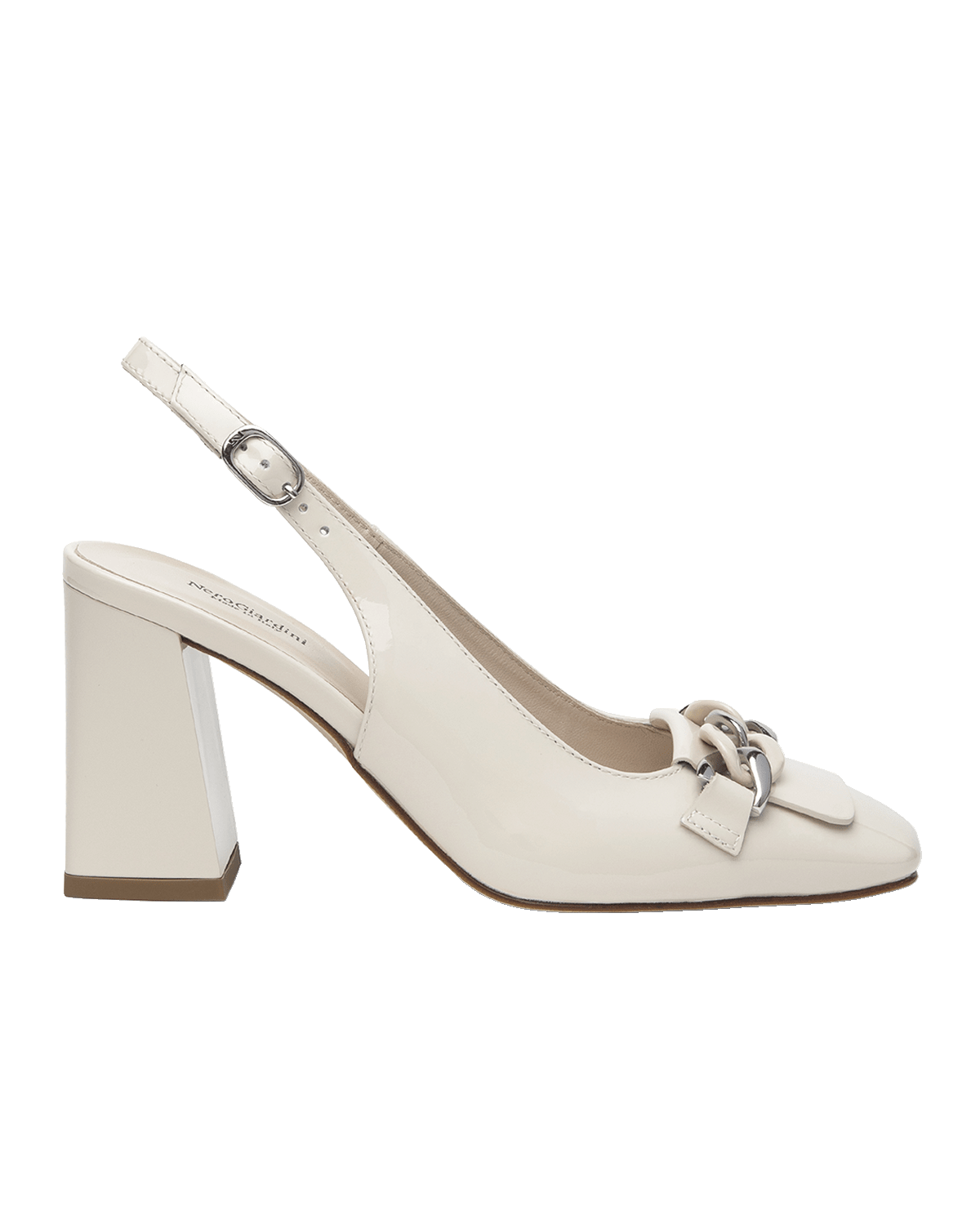 NeroGiardini Patent Chain Slingback Pumps