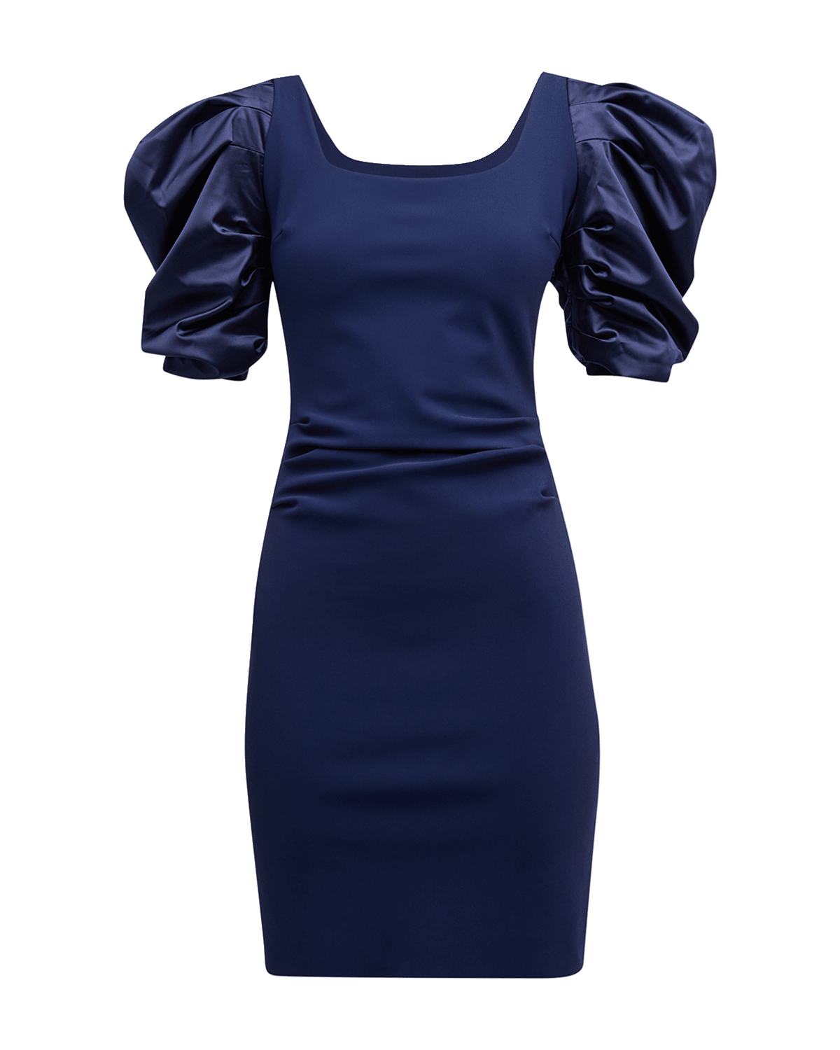 Chiara Boni La Petite Robe Scoop-Neck Ruched-Sleeve Bodycon Mini Dress