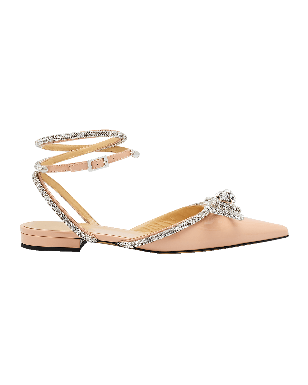 MACH & MACH Bow Embellished Patent Ballerina Flats