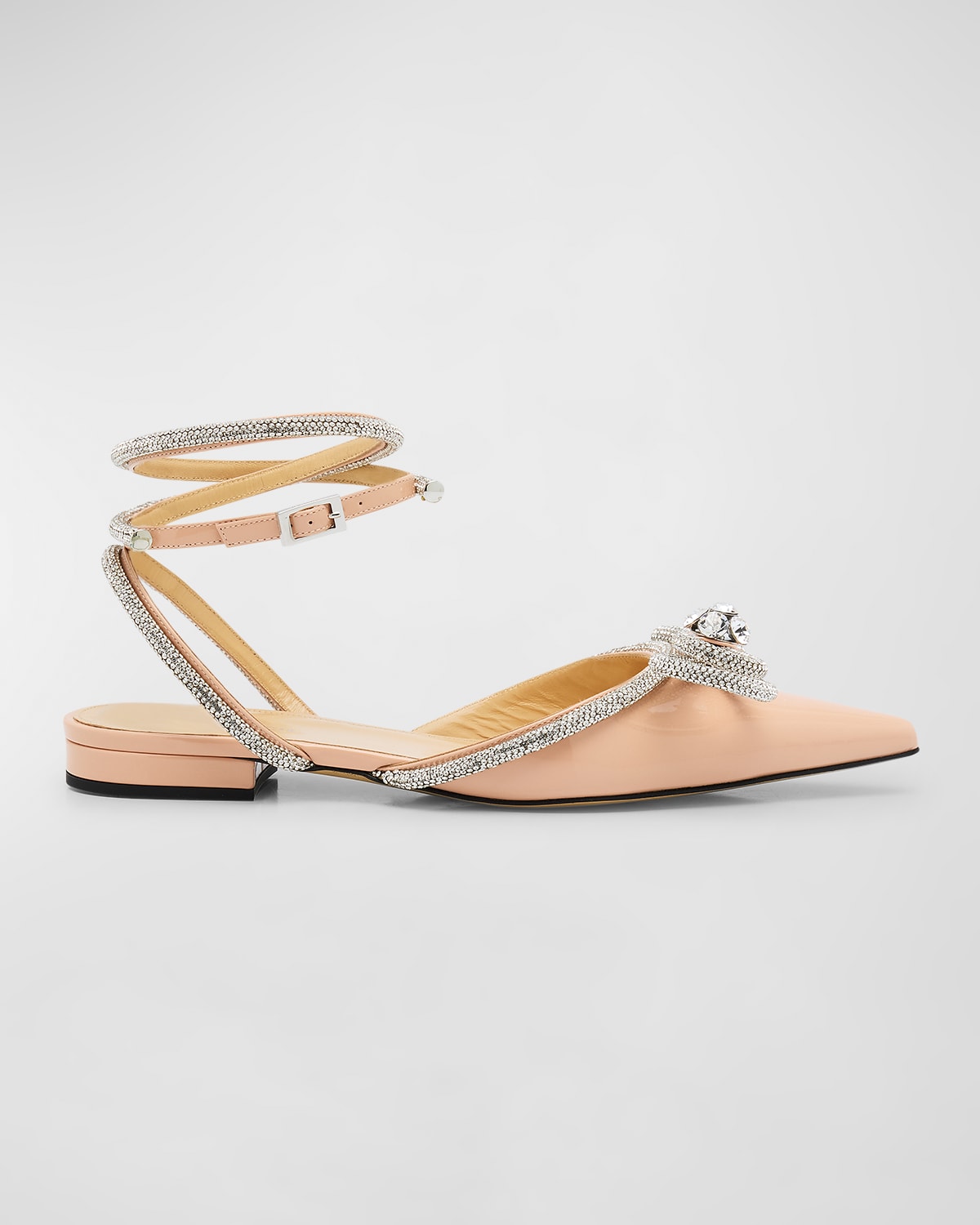 MACH & MACH Bow Embellished Patent Ballerina Flats