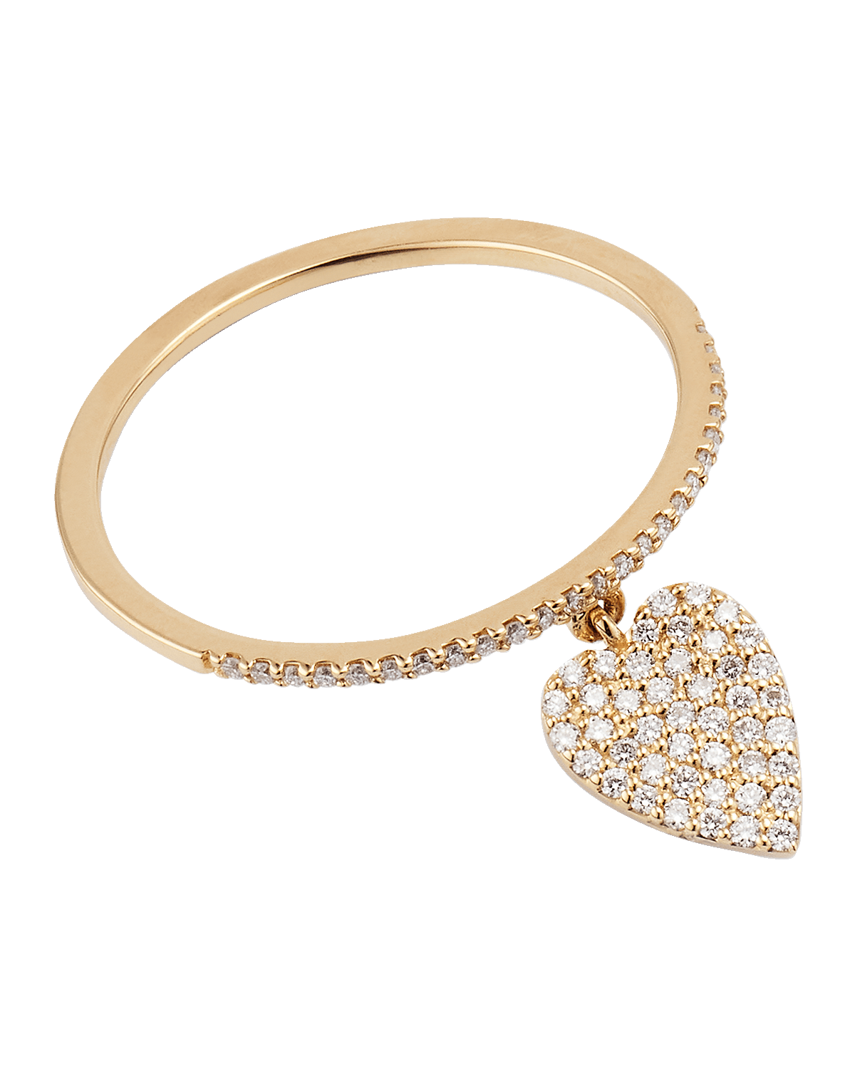 LANA 14k Gold Flawless Diamond Heart Charm Ring