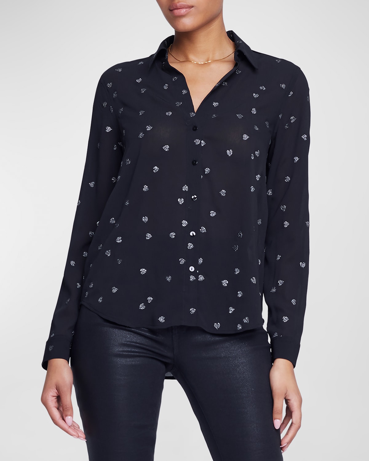 L'Agence Laurent Heart-Printed Button-Front Shirt