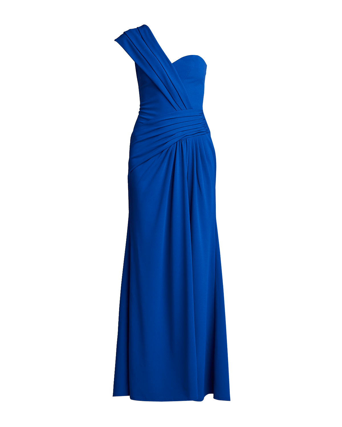 Tadashi Shoji Pleated One-Shoulder Crepe Column Gown