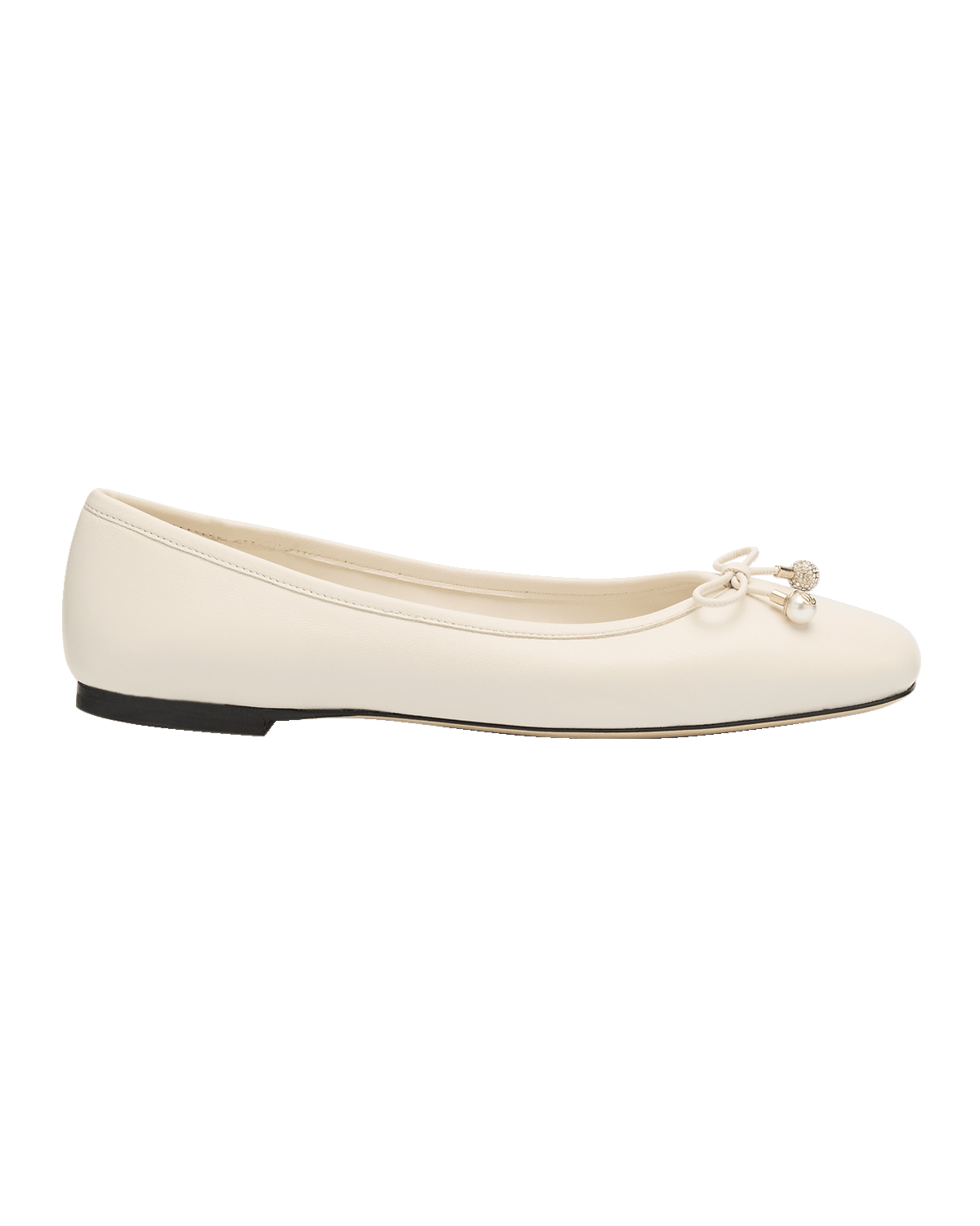 Jimmy Choo Elme Leather Bow Ballerina Flats