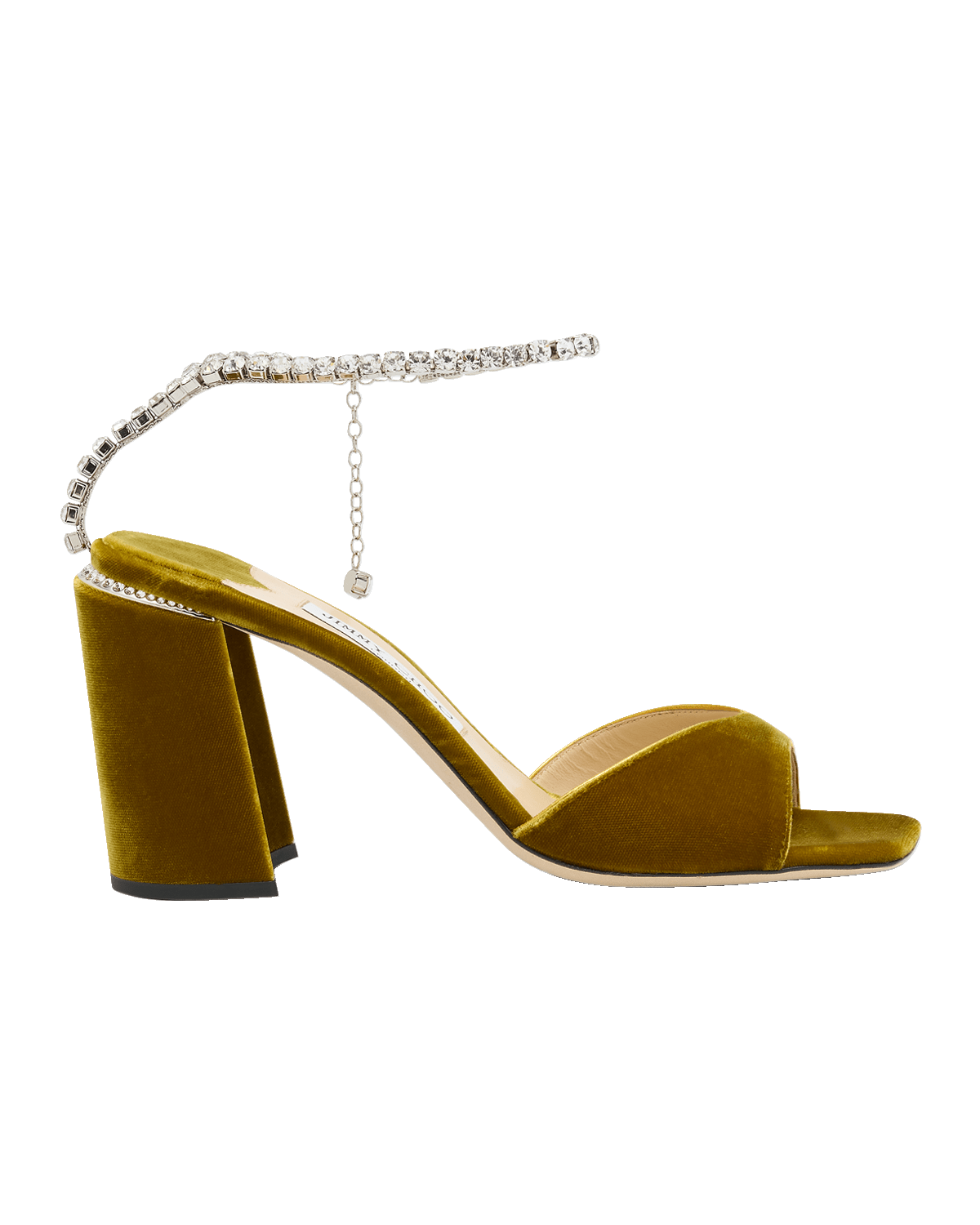Jimmy Choo Saeda Velvet Crystal Ankle-Strap Sandals