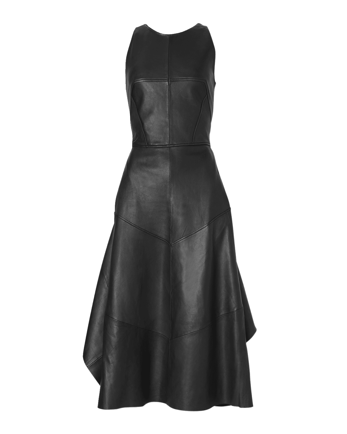 Maticevski Linden Sleeveless Paneled Leather Midi Dress