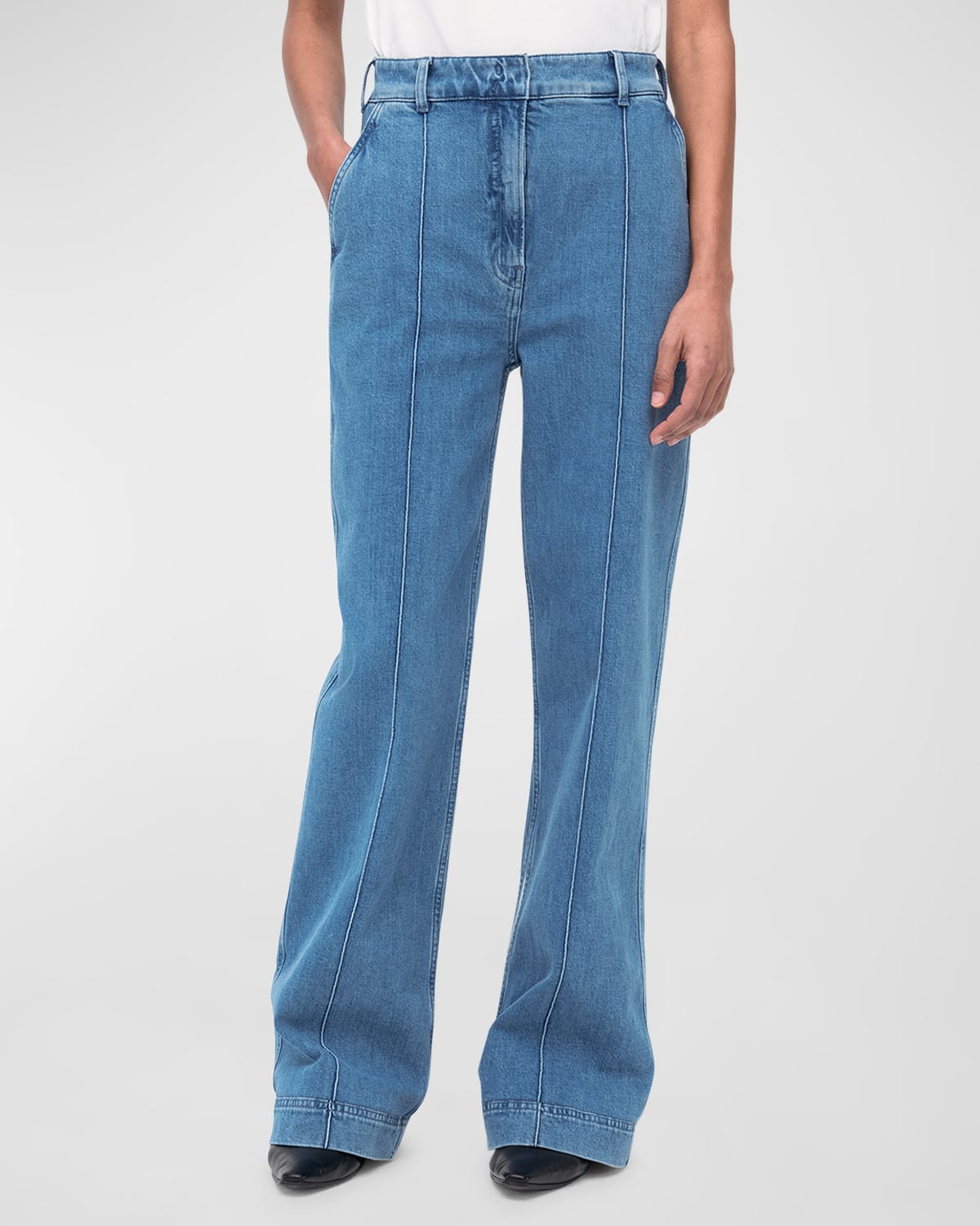 Another Tomorrow High-Waisted Wide Leg Denim Pants